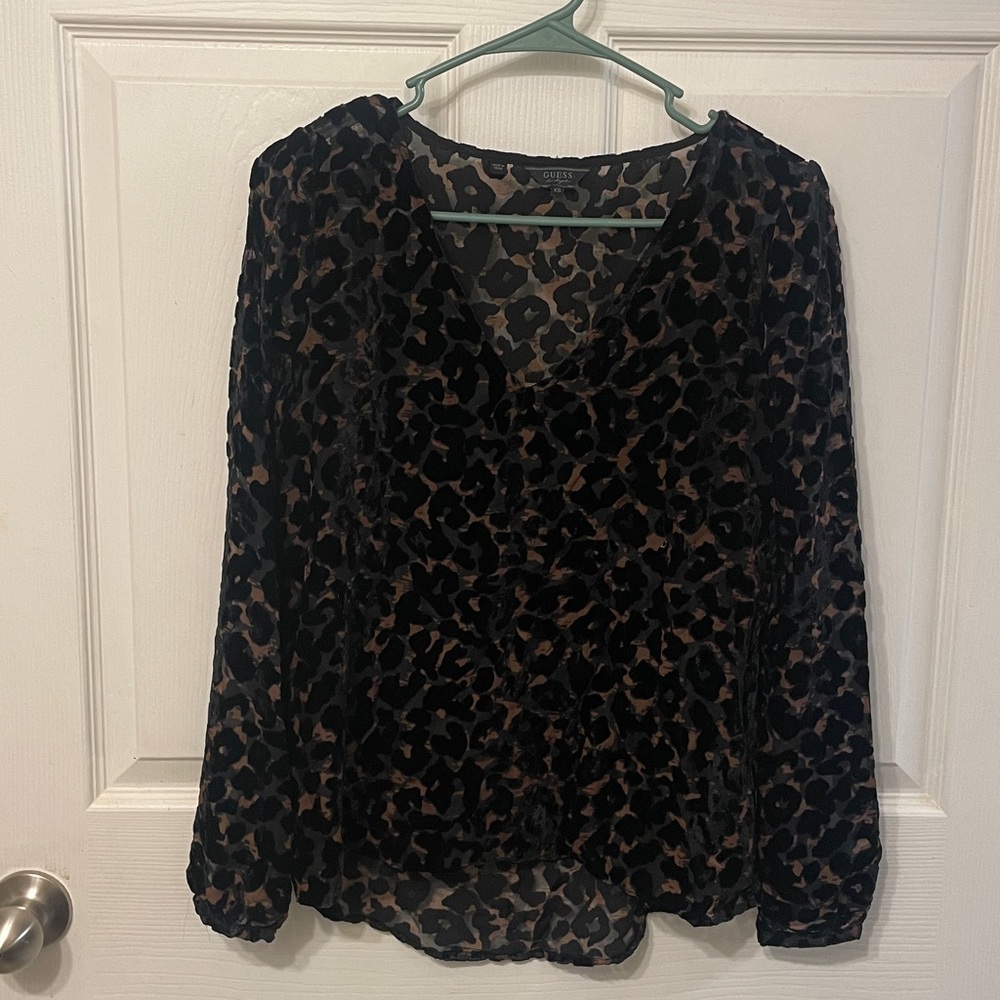 Guess Sheer Leopard Print Top-XS